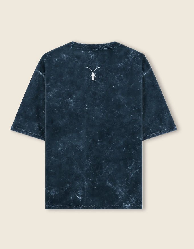 Back Premium regular fit unisex navy blue acid-washed t-shirt by Roach Resistance from the Press Freedom capsule collection.