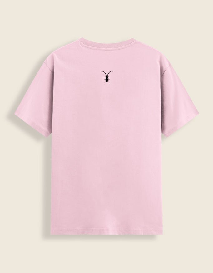 Back Back Image Alt Text: Back view of the premium stretch baby pink unisex tee from the Roach Resistance Press Freedom drop.