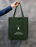 Front Eco-friendly bottle green canvas tote bag with a secure zipper closure by Roach Resistance.