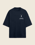 Front Clean studio shot of a heavy 260GSM navy blue oversized terry-knit tee from the Roach Resistance Press Freedom drop.