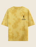 Fron Front view of the Roach Resistance Press Freedom unisex oversized tie-dye t-shirt in bold yellow, crafted from heavy 260GSM cotton.