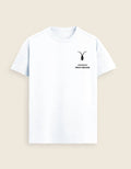 Front Studio display of a pristine white luxury unisex t-shirt in regular fit Supima cotton from the Roach Resistance Press Freedom collection.