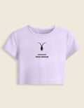 Close-up of the premium 240GSM cotton-spandex fabric on the lavender baby tee, highlighting the smooth bio-wash finish and stitching.