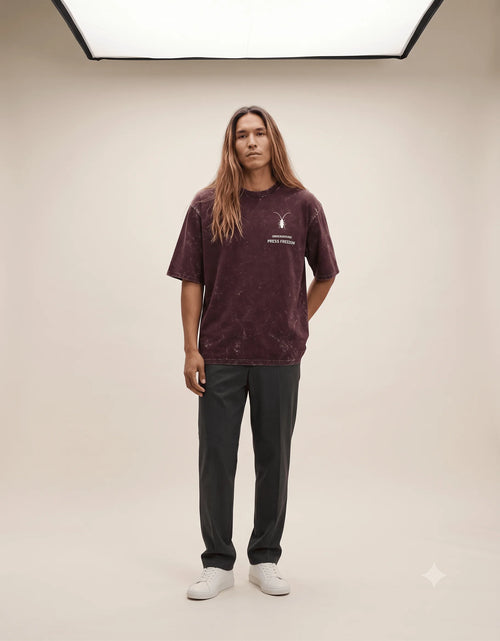 Luxury streetwear campaign showcasing the Roach Resistance 240GSM heavyweight acid-washed cotton t-shirts.