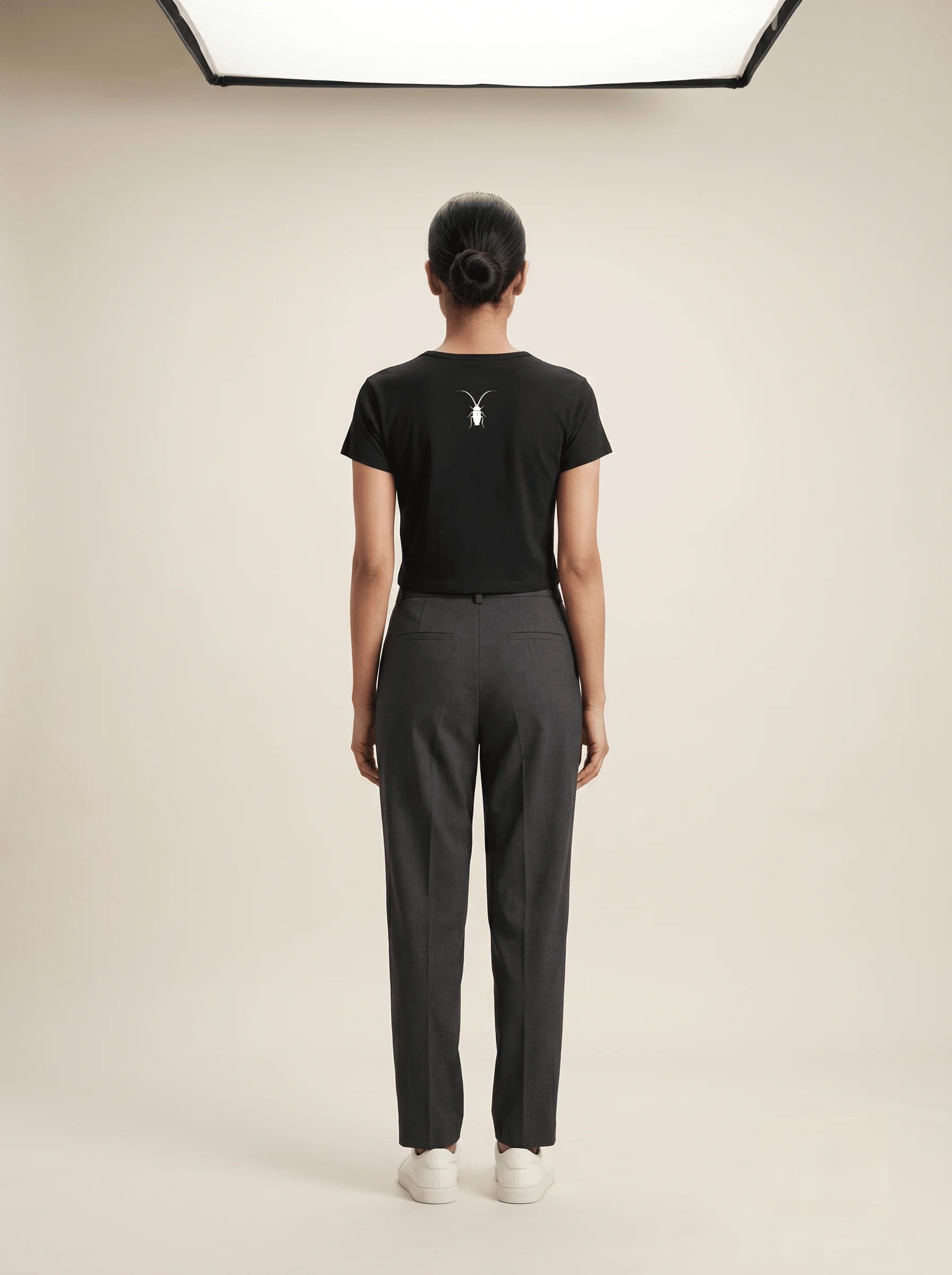 Back view of the premium 240GSM lavender cropped baby tee from the Roach Resistance Press Freedom collection.