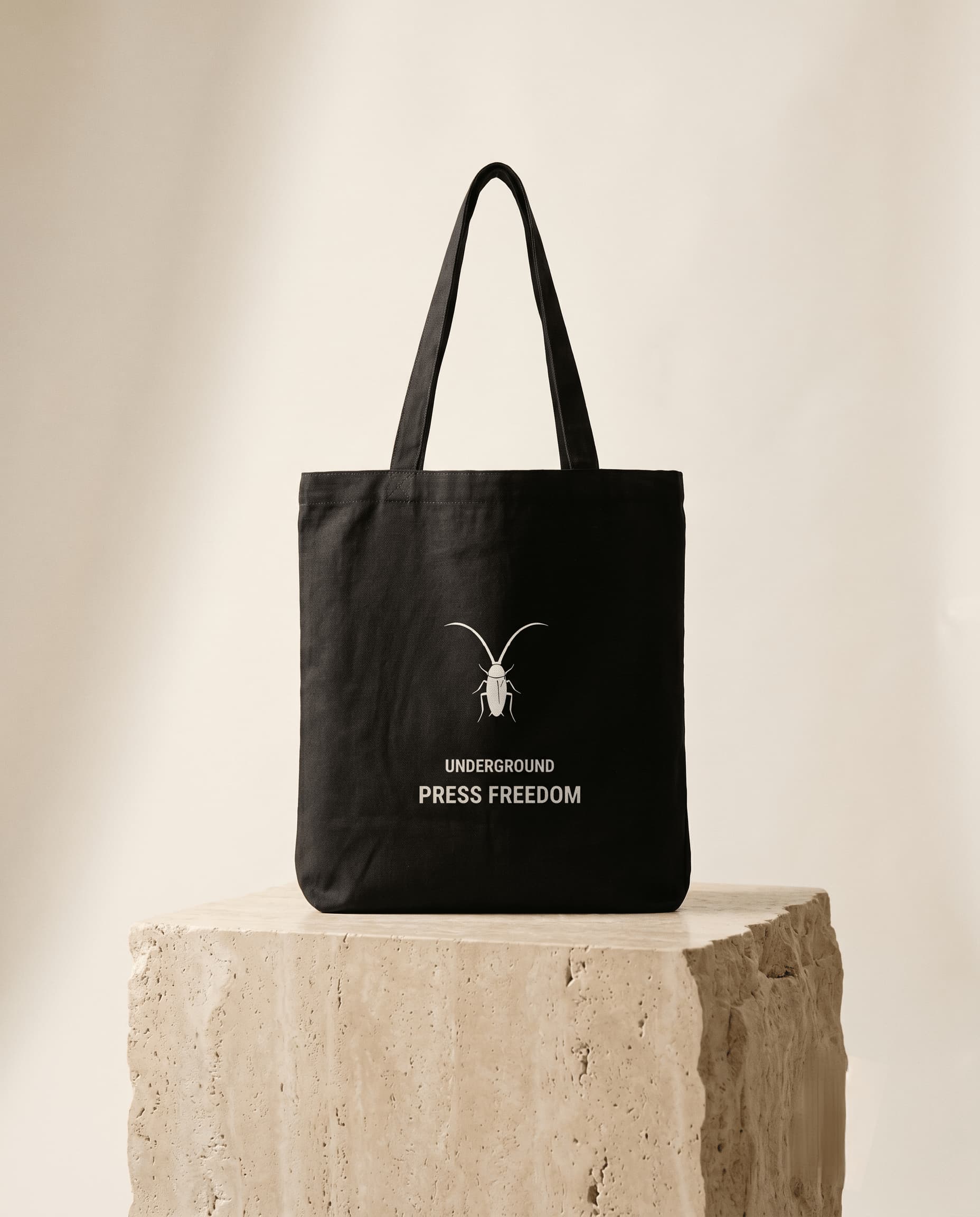 Premium black cotton canvas zip tote bag by Roach Resistance featuring long double-stitched handles.