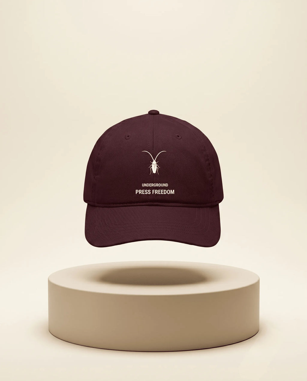Rich maroon luxury cotton drill baseball cap featuring double-stitching by Roach Resistance.
