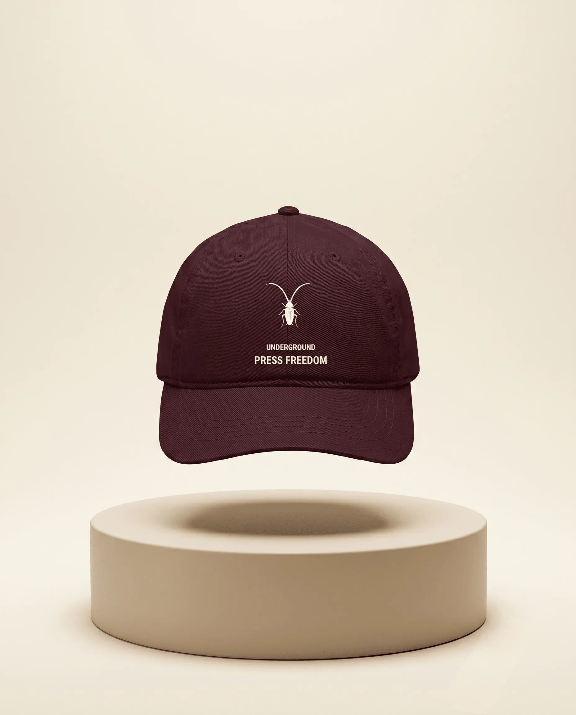 Rich maroon luxury cotton drill baseball cap featuring double-stitching by Roach Resistance.