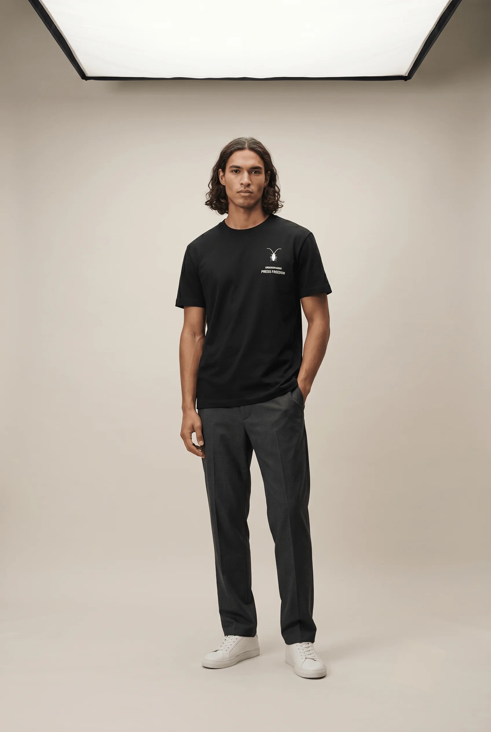 Premium unisex black t-shirt by Roach Resistance from the Press Freedom collection, showcasing high-end Supima cotton texture.