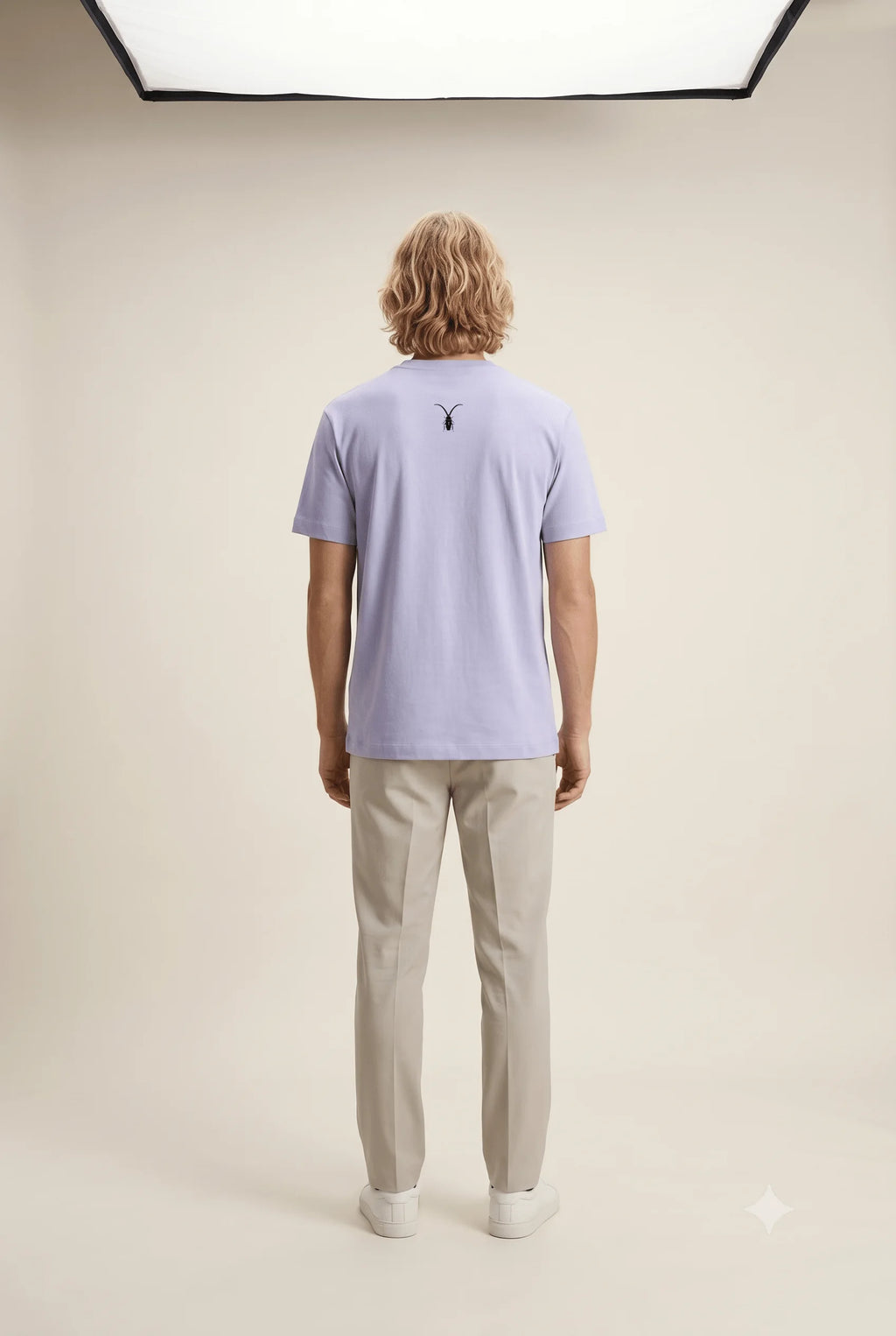 Soft lavender luxury unisex regular fit t-shirt from Roach Resistance's Press Freedom drop in premium 160GSM breathable Supima cotton. back look
