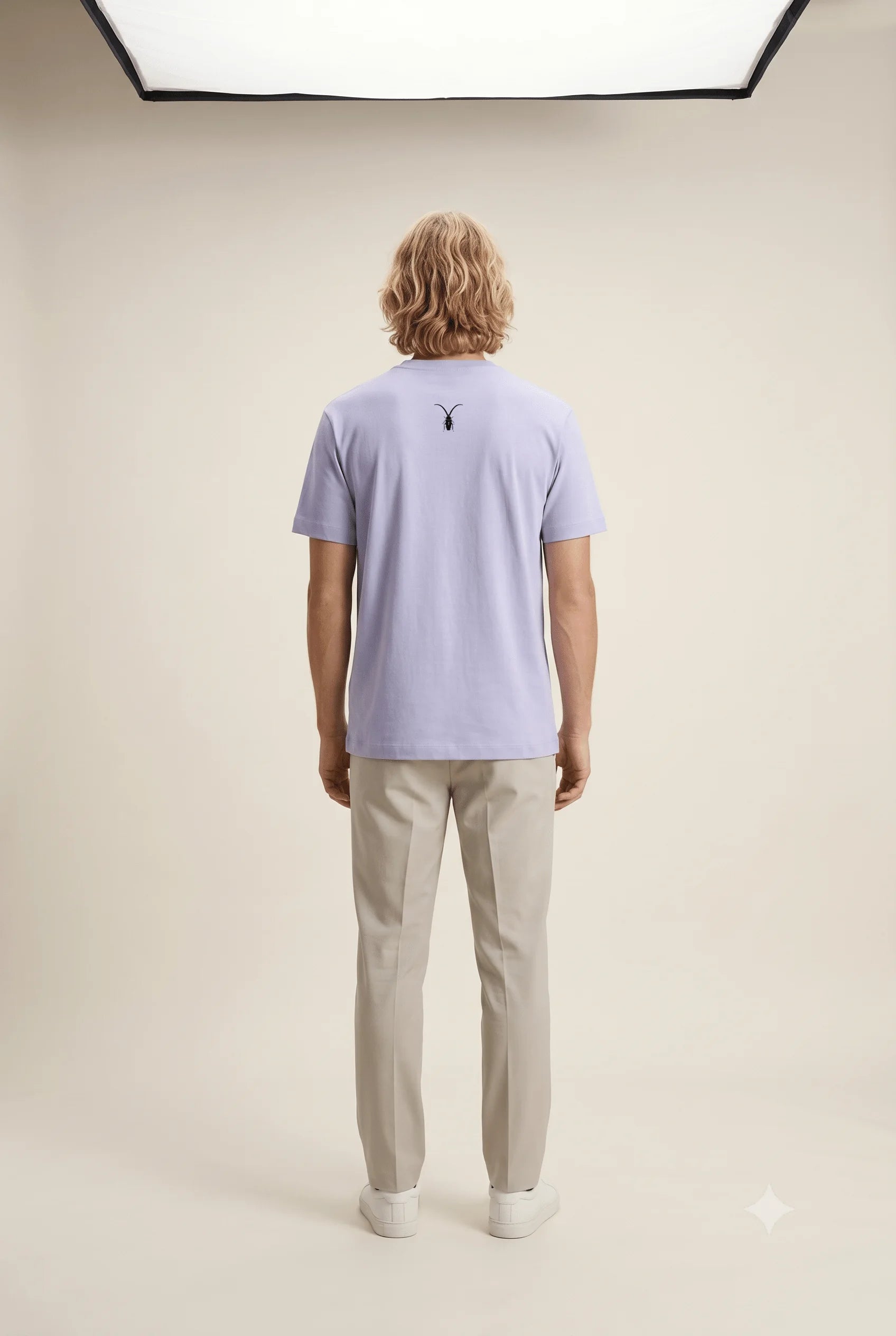 Soft lavender luxury unisex regular fit t-shirt from Roach Resistance's Press Freedom drop in premium 160GSM breathable Supima cotton. back look
